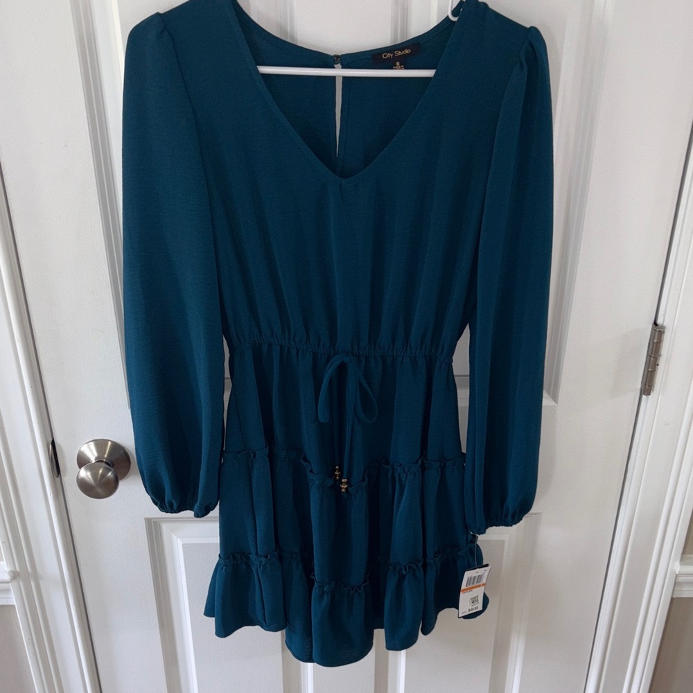 City Studio Teal Long Sleeve Dress